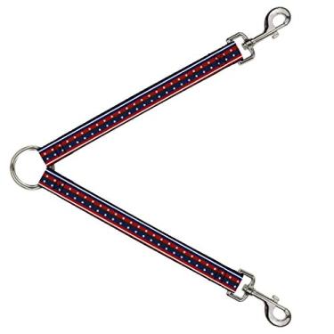 Imagem de Buckle-Down Divisor de correia DLS-W30195-W com listras americanas com estrelas 2 azul/vermelho/branco, 3,8 cm de largura - 76,2 cm de comprimento