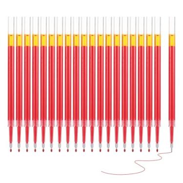 Imagem de PATIKIL Recargas de caneta de gel 0,5 mm ponta fina de agulha, pacote com 20 canetas de tinta gel vermelha de secagem rápida, refil de substituição para caneta retrátil de clique, suprimentos para
