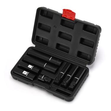 Imagem de MIXPOWER Conjunto de 8 peças de soquete estriado, SAE e conjunto de chaves de porca métrica para facilitar a remoção das porcas de travamento no mercado de reposição 5, 6, 7, 12 estrias e estilo