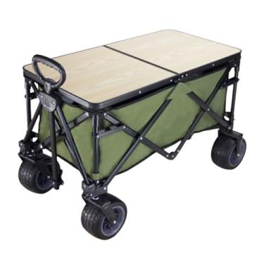 Imagem de carroça Carrinho de vagão de tecido oxford com rodas dobrável vagão utilitário ao ar livre para acampamento viagem utilitário carrinho de praia carrinho de mercearia dobrável