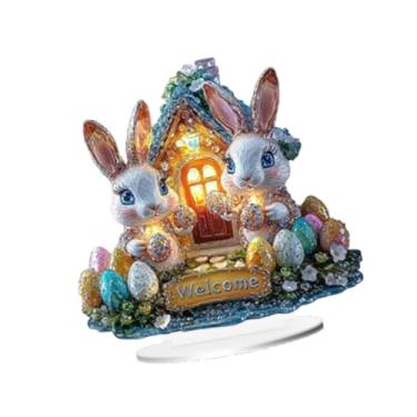 Imagem de Esquirla Acrílico coelhinhos de páscoa decoração de páscoa mesa peça central decoração de festa exclusivo display de mesa para prateleira de exibição, 20.4 Cm X 20 Cm