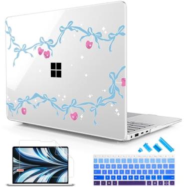 Imagem de Lepeoac Capa para laptop Microsoft Surface de 13,9 polegadas, Windows 11 Copilot+ PC 2024, 7ª edição, tela sensível ao toque, capa rígida de plástico com capa de teclado e protetor de tela, Cherry Bow