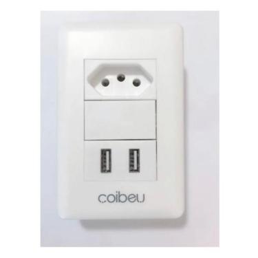 Imagem de Kit 2 Tomadas Com Interruptor Com 2 Entradas USB 5V 2.1A 023 10A Pared