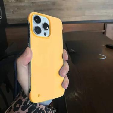 Imagem de Capa rígida ultrafina sem moldura para PC para iPhone 15 14 13 12 MINI 11 Pro Max XR XS X 8 7 Plus SE Slim Cooling Candy, amarela, para iPhone 12