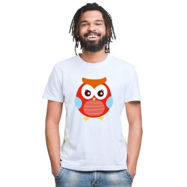 Imagem de Camiseta Coruja Vermelha Pose Camisa Personalizada Blusa Adulto Algodã