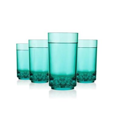 Imagem de Drinique Copos altos Tritan inquebráveis ELT-TA-TEL-4, 396 g (conjunto com 4), azul-petróleo
