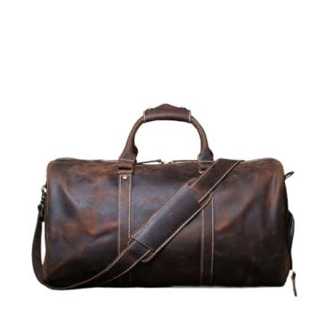 Imagem de Retro masculino bolsa de viagem de couro bolsa de viagem para homens grande capacidade bolsa de ombro único para homem(Coffee Brown)
