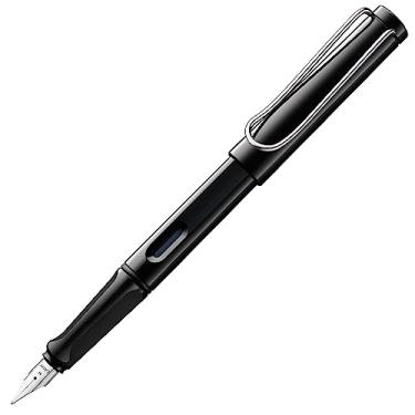 Imagem de LAMY Caneta-tinteiro preta safari com aderência ergonômica e ponta de aço polido no tamanho EF - ideal para qualquer escrita e caligrafia - incluindo cartucho azul LAMY T 10 - Destro