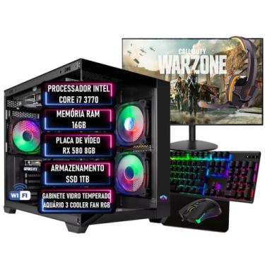 Imagem de PC Gamer Completo Intel Core i7 3.9GHz RAM 16GB SSD 1TB RX 580 8GB  AD