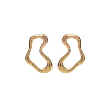 Imagem de Brinco Derretido Vazado Banhado a Ouro 18K - Papillon Semi Jóias