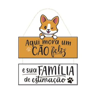 Imagem de Placa Decorativa com Corda Frase Pet Cachorro Cão Feliz - Estúdio Amor
