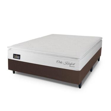 Imagem de Conjunto Box Casal Hellen Orto Konfort Espuma D33 Pillow Top Branco