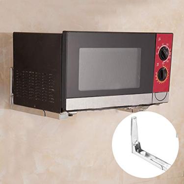 Imagem de 304 Aço Inoxidável Suporte de Microondas Prateleira Telescópica Dobrável Suporte Forte Resistente Cozinha Economia de Espaço