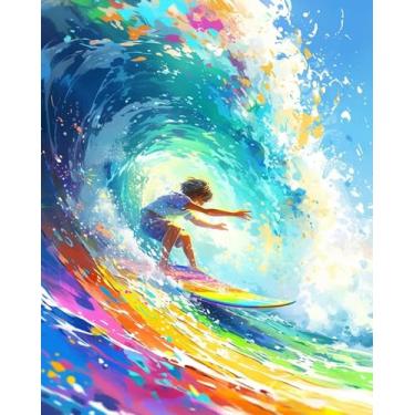 Imagem de Kit de pintura por números para adultos iniciantes e crianças de 8 a 12 anos, kits coloridos fáceis de pintar por números em tela, pintura a óleo em aquarela acrílica DIY por número para adolescentes