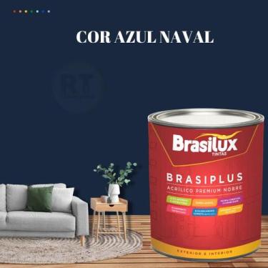 Imagem de Tinta Semi Brilho Cor Azul Petróleo 800ml Brasiplus Acrílica Lavável. 