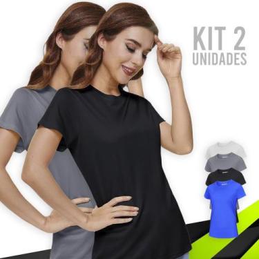 Imagem de Kit 2 Camisetas Blusa Academia Corrida Fitness Feminina POLIAMIDA 1070