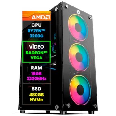 Imagem de Pc Gamer Computador Completo NoLag Amd Ryzen, Radeon™ Graphics Vega, 16GB Ram, SSD 480GB NVMe, Gabinete RGB