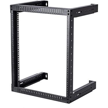 Imagem de TECHTOO Rack de montagem na parede 12U com profundidade ajustável, estrutura aberta, 48 cm, suporte de painel de remendo resistente, rack de equipamento de rede (ajustável 12U)