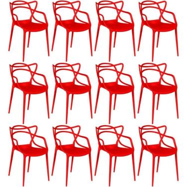 Imagem de Kit 12 Cadeiras Allegra Empilhável Com Inmetro Magazine Decor - Vermelho