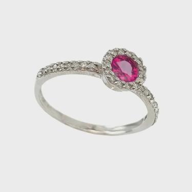 Imagem de Anel Rubi Com 32 Brilhantes Em Ouro Branco 18K