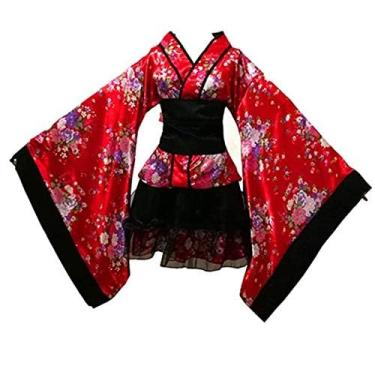 Imagem de Vestido de empregada Lolita Sakura Kimono Yukata Uniforme Anime Cosplay Fantasias Roupão de Banho Feminino