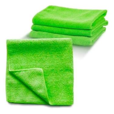 Imagem de Kit 10 Pano Microfibra 35x55cm Cor Azul Limpeza Multiuso Carro Moto Prato Pia Vidro Móveis(10 unidades verde)
