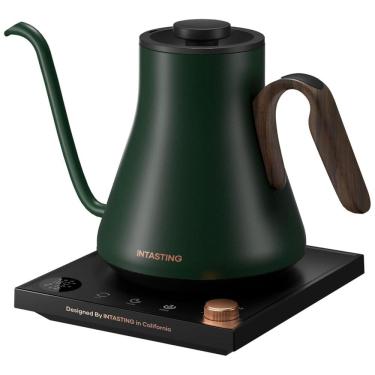 Imagem de Chaleira Elétrica INTASTING Gooseneck, Controle de Temperatura, Inox, Aquecimento Rápido, para Café Coado, Chá e Água Quente, 0,9L Verde
