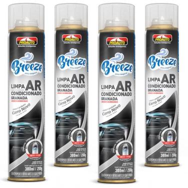 Imagem de Kit 4 Limpa Ar Condicionado Breeze Carro Novo Proauto 300ml