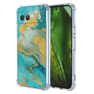Imagem de JDYGWK Capa para Pixel 8A Google 8A, estampa floral transparente, silicone TPU macio, fina, à prova de choque, capa protetora antiarranhões para Google Pixel 8A, Mar Verde