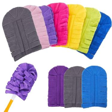 Imagem de 10 peças de refil de lã para Swiffer, espanadores manuais que limpam almofadas de espanador reutilizáveis para ventilador de teto, espanadores laváveis para janela, sofá e piso, cores arco-íris