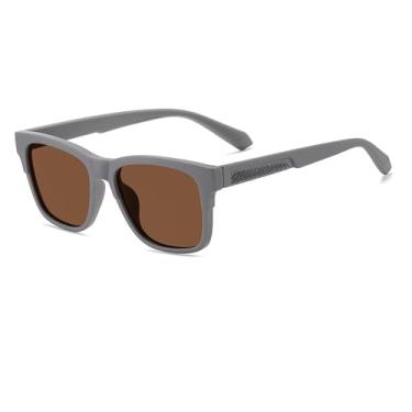 Imagem de VFDHN Óculos de sol masculino Uv400 com visão noturna e armação para dirigir e pescar (cinza fosco)