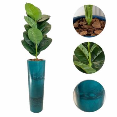 Imagem de Planta Artificial Ficus Lyrata Jiboia Vaso Alto Marmorizado - FlorImp