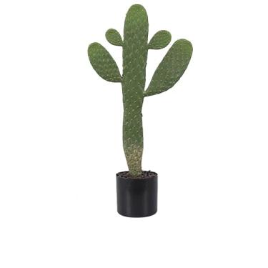 Imagem de Cacto artificial em vaso, cactos falsos, planta de cacto de 50 cm com vaso preto para decoração de casa, jardim, escritório, ambientes internos e externos