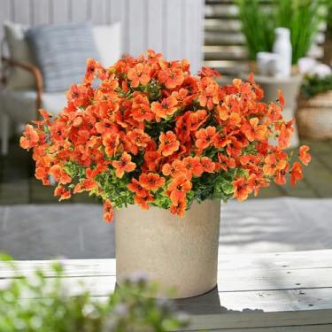 Imagem de Beksodi 12 pacotes de flores artificiais artificiais (laranja)