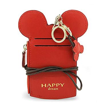 Imagem de Bolsa de pescoço LEECCO, bolsa de couro de viagem pequena para estudantes, carteira de identidade, bolsa de cordão para pescoço, bolsa com carteira de moedas para estudantes, mulheres, crianças e meninas, Vermelho, m