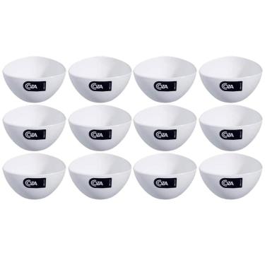 Imagem de 12 Cremeiras 250ml Cumbuca Plástica Branca Petiscos Potes Triangulares Coza