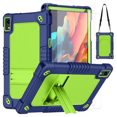 Imagem de Sozengba Capa para tablet Urao C107 com 2 peças protetoras de tela, à prova de choque infantil, suporte integrado, alça de ombro, resistente, híbrida para Urao C107/Freeski C107 10,1 polegadas (azul