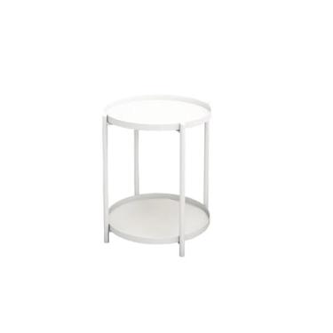 Imagem de Mesa lateral redonda elegante - perfeita para espaços modernos (mesa de centro pequena de camada dupla branca)