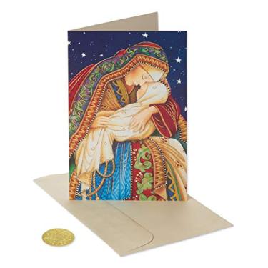 Imagem de American Greetings Cartões de Natal premium religiosos em caixa, Madonna e criança (14 unidades)