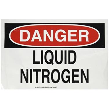 Imagem de Brady 126323 Placa de química e perigo, legenda "Nitrogênio líquido", 25,4 cm de altura, 35,5 cm de largura, preto e vermelho em branco