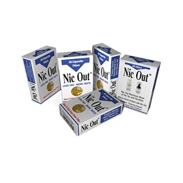 Imagem de Nic-Out Filtros de cigarro - Remove o alcatrão, não o sabor - Pontas de filtro de cigarro reutilizáveis para filtros de cigarros regulares e leves, 5 pacotes, 150 filtros