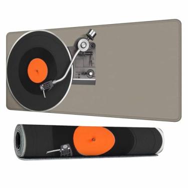 Imagem de Y YIHANGBEST Tapete de mouse para toca-discos de vinil retrô, suporte de toca-discos, cartucho e Stylus XL Gaming Mouse pad para mesa, computador, escritório, casa 35 x 15 cm