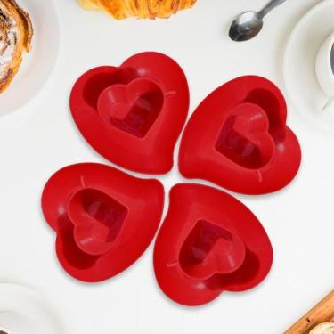 Imagem de Conjunto 04 Xicaras Coração Acrílicas com 4 Pires Coração - sem marca,