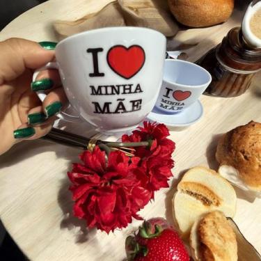 Imagem de Conjunto Amor EU AMO MINHA MÃE Com 4 Xícaras 180ml + 1 Lindo Ursinho E