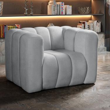 Imagem de Poltrona Mona Decorativa Retrô Moderna Sala de Estar Cinza