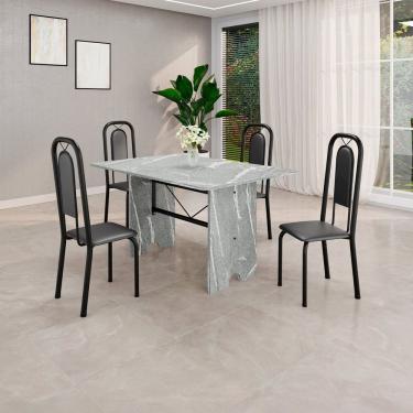 Imagem de Conjunto de Mesa Tubular com 4 Cadeiras Lara Preto / Granito