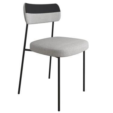 Imagem de Cadeira Estofada Milli Corano-linho A14 Preto-cinza - Mpozenato