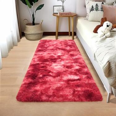 Imagem de Nuttumico Tapetes macios de 6 x 10 metros para quarto, sala de estar, tapete felpudo antiderrapante, tapete para cabeceira, quarto de meninas, berçário, decoração de casa, sem queda, vermelho tie-dye