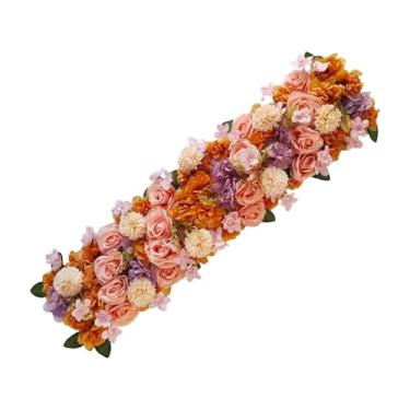 Imagem de shamjina Painel de flores em arco, decoração de mesa de fundo, flores citadas na estrada, arranjo de flores, painel floral realista para festa de casamento, Laranja