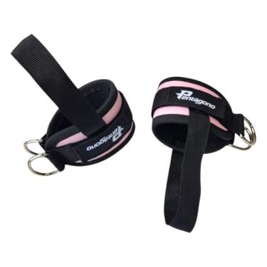 Imagem de Tornozeleira Crossover com Alça para os Pés Pentágono, Dupla Fivela 40mm, Reforçada e Grossa, para Treino de Glúteo, Perna e Coxa, Uso em Polia e Aparelhos de Academia (Rosa)